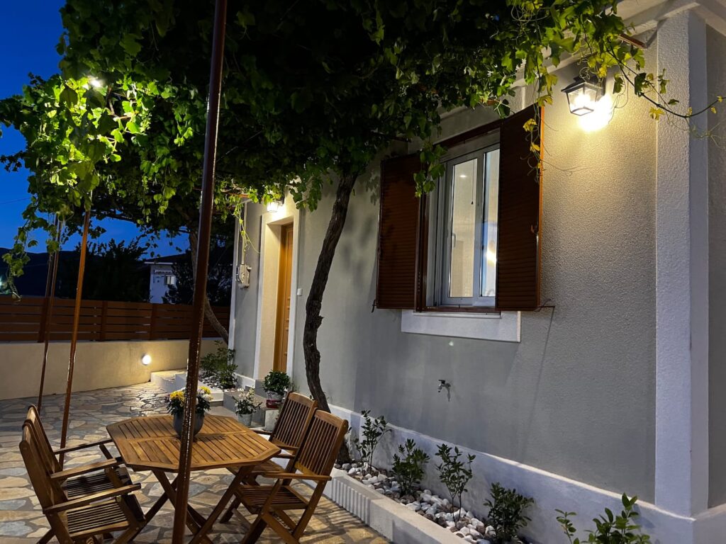 Outdoor dining by the house