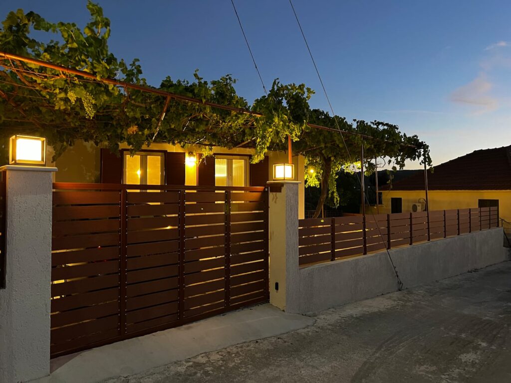 Gate and parking at dusk